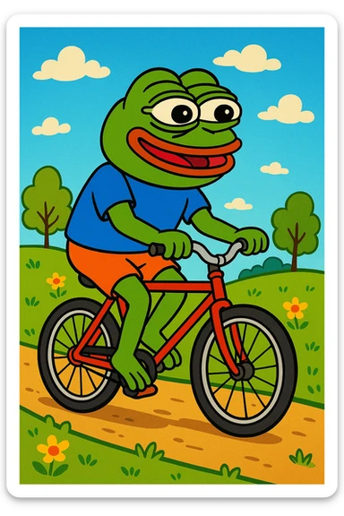 create a pepe riding bike sticker