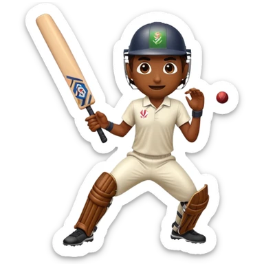 Cinematic Realistic Cricket Pop Culture Emoji, depicted with a dynamic, action‚Äêpacked scene capturing the spirit of India's beloved sport rendered with vibrant textures and energetic lighting. sticker