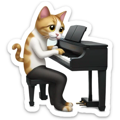 Cat playing piano sticker