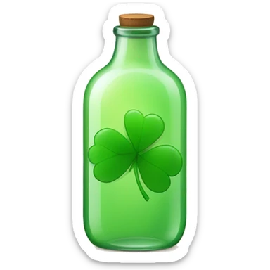 Ios 9.1 emoji style, a four-leaf clover in a glass bottle sticker