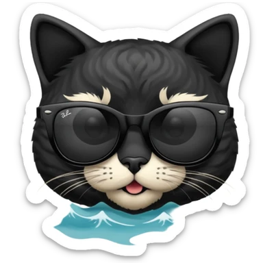 a bad kitty on the waves. make the cat look devlishish with a pair of black ray bans wayfers on sticker