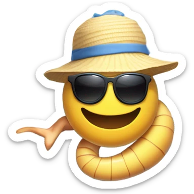 Anime worm at on a beach vacation  sticker