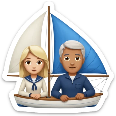 older brown haired guy blonde girl sailing sticker