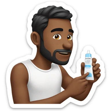 Ian putting on acne cream sticker