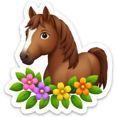Horse with flowers around it sticker