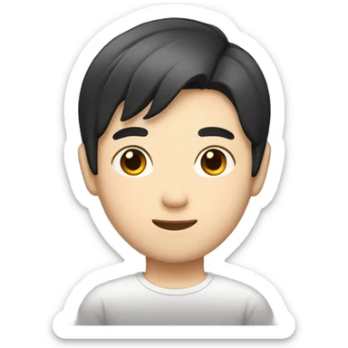 man from japan with white skin and black hair, wear casual shirt  sticker