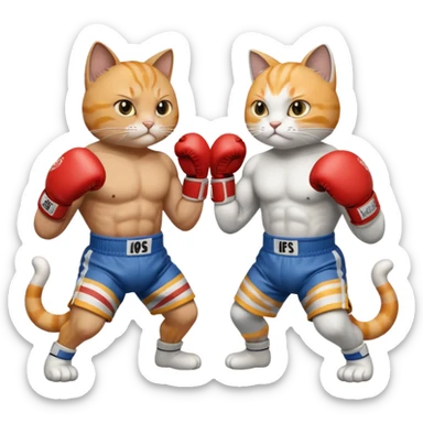 Two buff cats boxing sticker