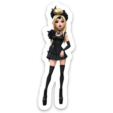 gothic girl in black dress sticker