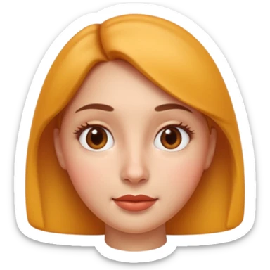 Ultra high quality 3D emoji style female avatar, Apple emoji inspired, smooth realistic 3D render.
Young woman with symmetrical cute face, soft rounded cheeks, small nose, glossy lips, big expressive brown eyes with subtle shine. sticker