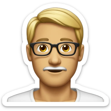 homme à lunette sans barbe, petite bouche jammie sticker