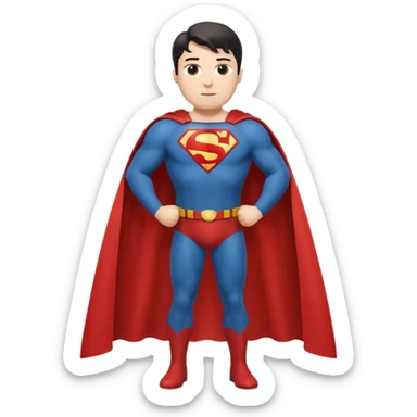 Make a Superman emoji with hands on hips, cape blowing, and the Superman "S" on the front. Make taller sticker