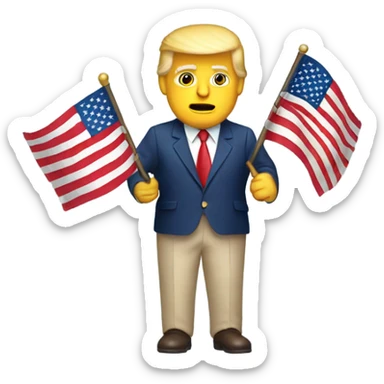 Trump with and american flag in background sticker