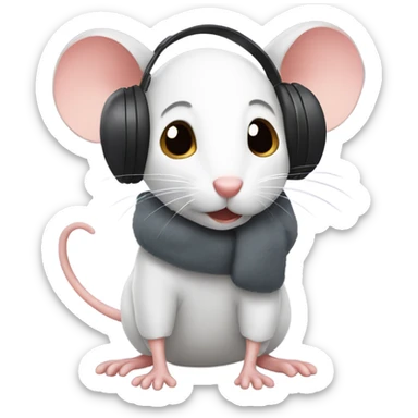 Mouse wearing earmuffs  sticker
