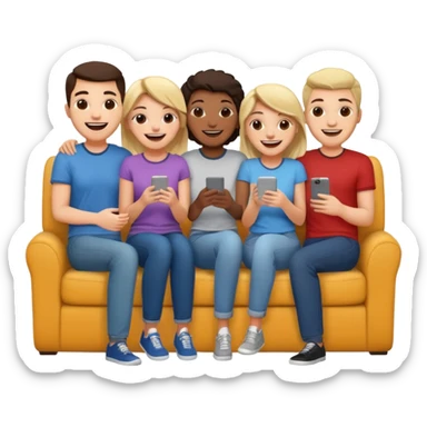 group of friends on couch having a blast sticker