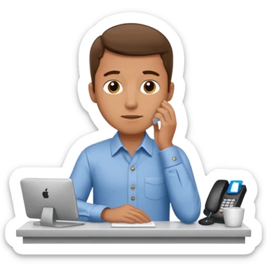 man thinking in receptionist form sticker
