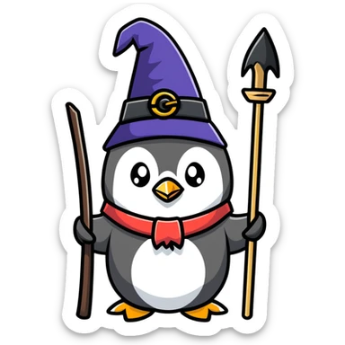 A penguin wizard sticker