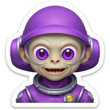 Neon purple gollum with a space helmet on sticker