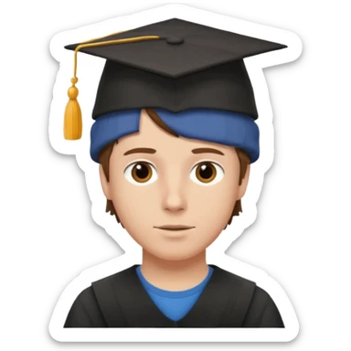 White Boy Collage Student with Student Hat on his Head sticker