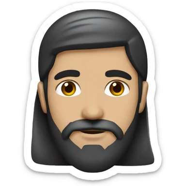 Turkish brunette guy with beard brown eyes and long hair fishing sticker