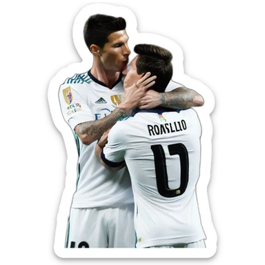 cristiano ronaldo kiss lionel messi real madrid barcelona sticker