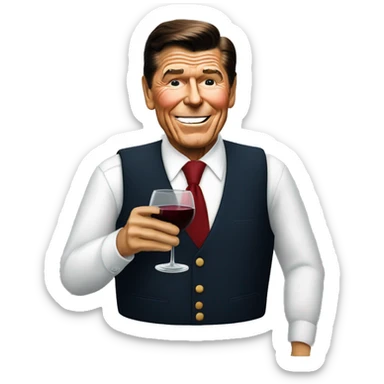 Ronald Reagan drinking a glass of red wine sticker