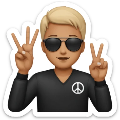 the sun glasses emoji holding up a peace sign sticker
