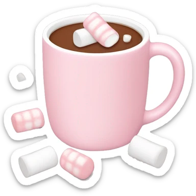 Light Pink mug of hot chocolate with marshmallows  sticker