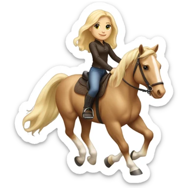 Light skin girl with blond hair riding horse sticker