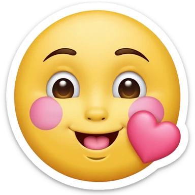 A yellow circle face that has a blowing a kiss sticker