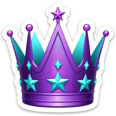 Feeling purple cian crown shine star glitter sticker