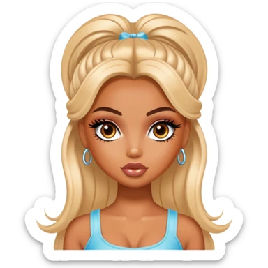 pretty y2k bratz baddie, pretty makeup, y2k hairstyle sticker