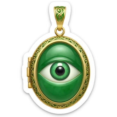 Eye shaped green locket  sticker