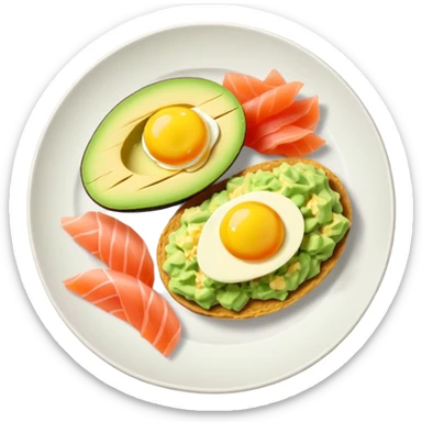 sliced avocado, scrambled-eggs and smoked salmon sticker