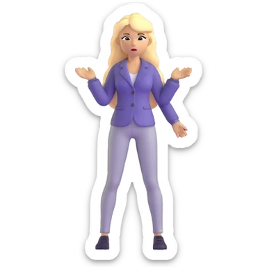 furious blonde teacher full body no glasses, long blonde hair sticker