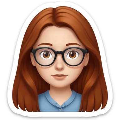 White girl with long chestnut hair and brown eye glasses  sticker