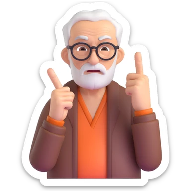 an old man giving the middle finger sticker