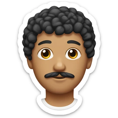 mexican with a bowl cut curly hair and mustache sticker