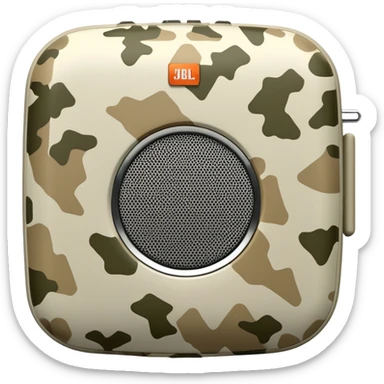 Geometric JBL Clip 4 speaker with desert camouflage pattern, simple iOS emoji style sticker
