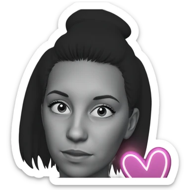 monochrome girl with heart sticker