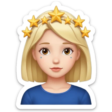 The girl with the stars around her head sticker