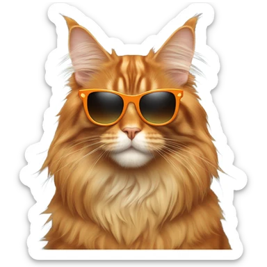 Orange main coon cat with sunglasses sticker
