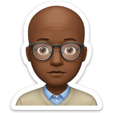 Balding black man with glasses sticker