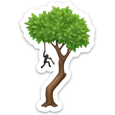 Stick figure hanging from a tree sticker