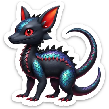 Scaley Exotic Salandit-Noibat-Umbreon-Fakémon-hybrid-creature (full body)  sticker