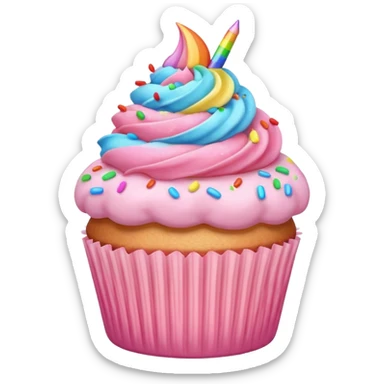 pastel pink cupcake with rainbow sprinkles sticker
