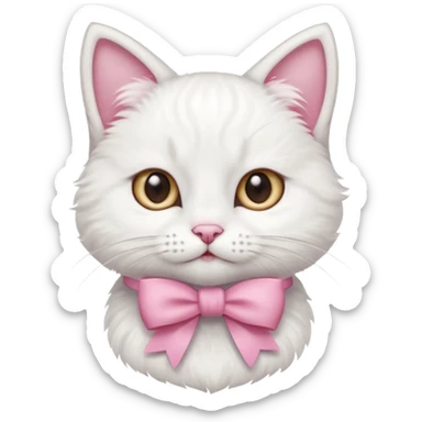 gatita tierna blanca con un monito rosita en una oreja sticker