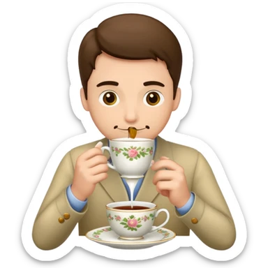 man drinking afternoon tea sticker
