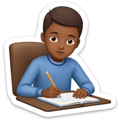 boy drawing pic grandpa on notebook sticker