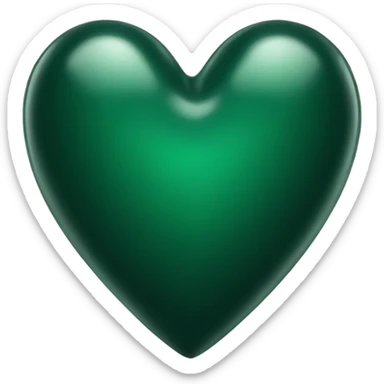 Glossy dark green heart sticker