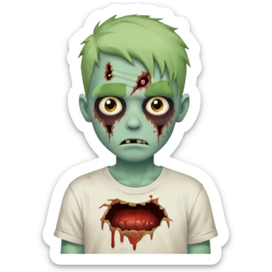 a zombie boy with a ondulado hair and a white t shirt  sticker